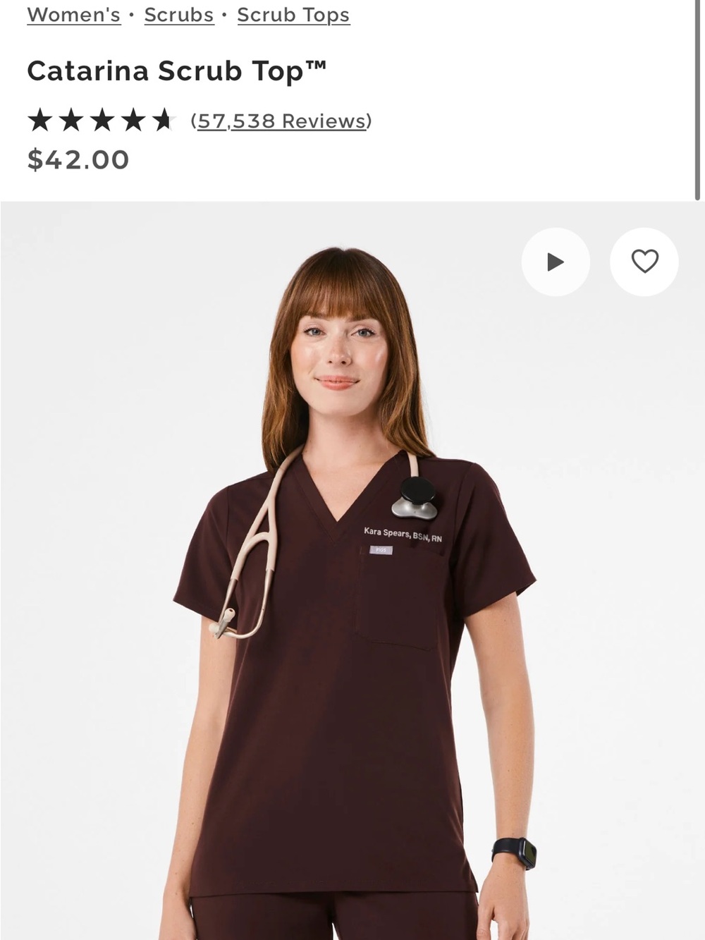 Figs scrubs Catarina Scrub Top & Cairo pants in Expresso 2XL